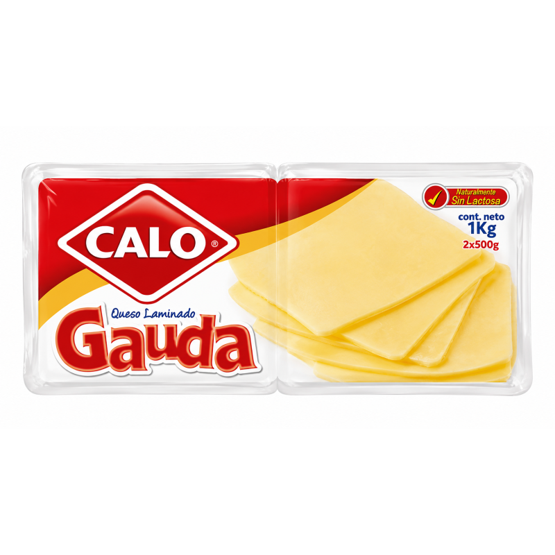 Queso Gauda Laminado Calo 1 kg Sin Lactosa